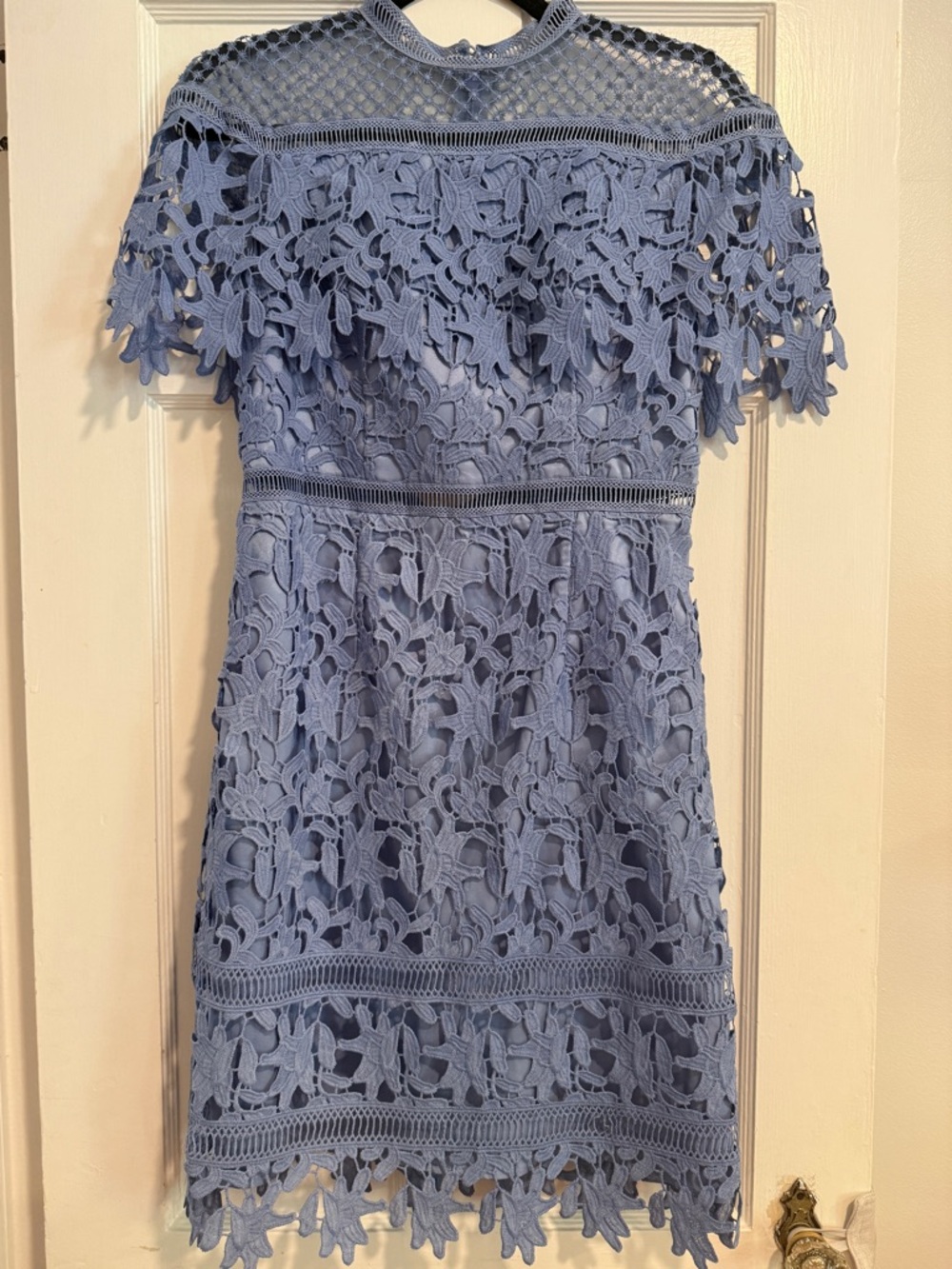 Chi Chi London Dusty Blue Floral Lace Mini Dress